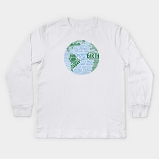 Save Earth - Protect Earth - Word Cloud Kids Long Sleeve T-Shirt